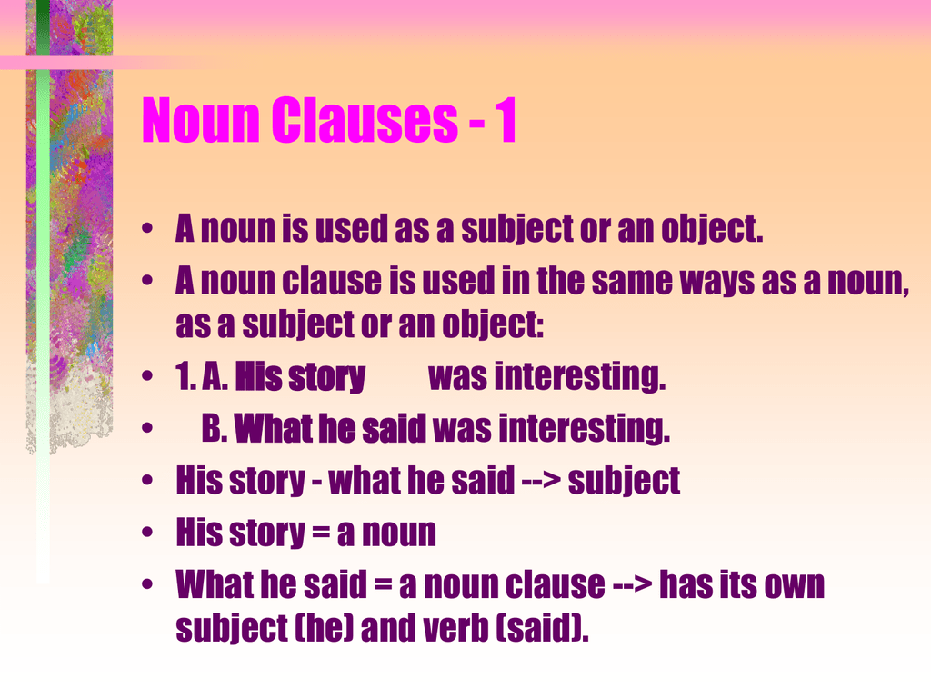 Noun clause as subject