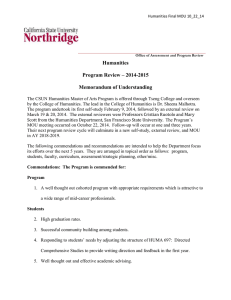Humanities Program Review – 2014-2015 Memorandum of Understanding