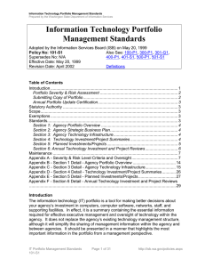 Information Technology Portfolio Management Standards