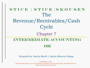 The Revenue/Receivables/Cash Cycle Chapter 7