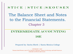 The Balance Sheet and Notes to the Financial Statements. Chapter 3