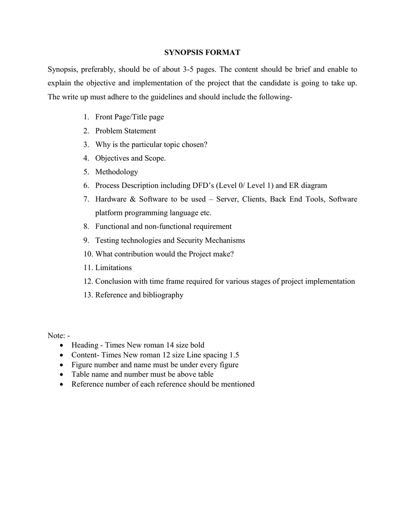 synopsis thesis format