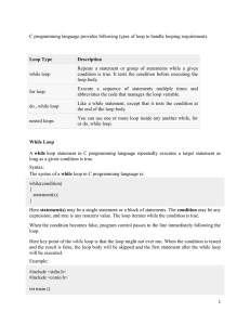 Introduction to C programming - C programming notes for second test