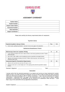 Assignment Coversheet (School of Teacher Education)