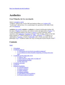 Aesthetics From Wikipedia, the free encyclopedia
