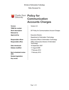 Communications Accounts Charging Policy