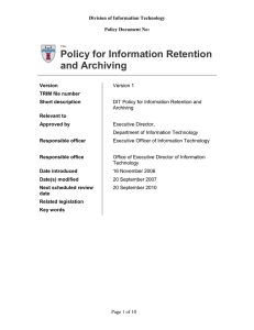 Information Retention and Archiving Policy