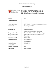 Purchasing Multi Function Printers Policy