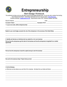 Entrepreneurship  Merit Badge Workbook
