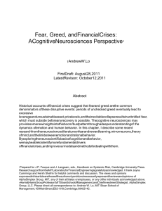 Fear, Greed, and Financial Crises A Cognitive Neurosciences Perspective