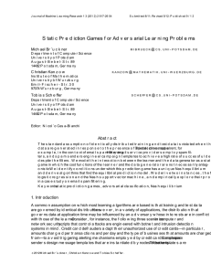 Static Prediction Games for Adversarial Learning Problems