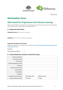 Nomination Form 2016 Award for Programmes that Enhance Learning