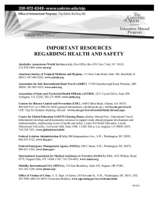 Important Resources - Health and Safety