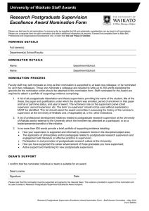 Research Postgraduate Supervision Excellence Staff Award Nomination Form