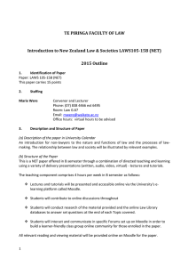 LAWS105-15B (NET) Introduction to New Zealand Law and Society