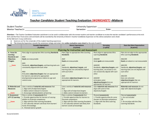 Teacher Candidate Student Teaching Evaluation -Midterm (WORKSHEET)