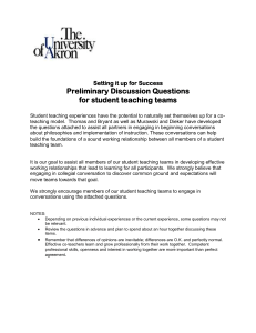 Preliminary discussion questions for student teaching teams