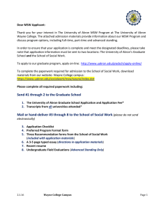 Wayne College MSW Admissions Cover Letter