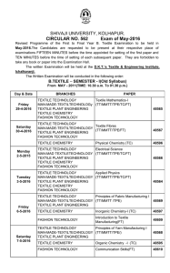 Revised Examination Programme of the First to Final Year B.Textile to be held in May-2016.