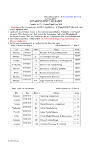 (Revised) Examination Programme of the for the M.B.A . (Textile) Part I II Sem. I/II/III/IV , to be held in April/May 2016.