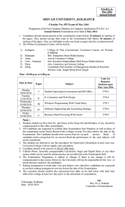 Examination Programme of the Post Graduate Diploma in Computer Application (P.G.D.C.A.) Annual Pattern to be held in May 2016