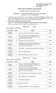 Examination Programme of the Master of Rural Studies Part-I/II, Sem-I/II/III/IV to be held in March 2016