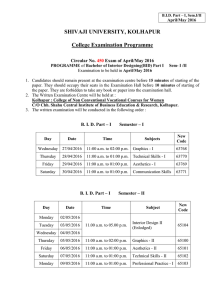 Examination Programme of Bachelor of Interior Designing (BID) held in April-2016