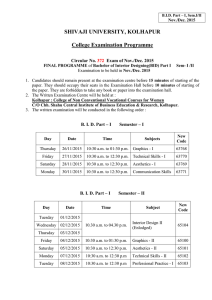 Final Examination Programme of Bachelor of Interior Designing(BID) Part I,II III