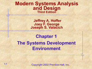 Modern Systems Analysis and Design Chapter 1 The Systems Development