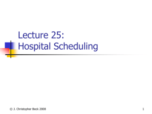 Lecture 25: Hospital Scheduling © J. Christopher Beck 2008 1