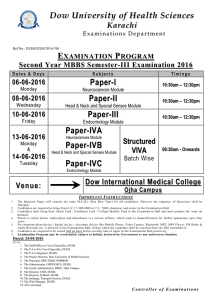 {Examinations Department} EXAMINATION PROGRAM Second Year MBBS Semester-III Examination 2016