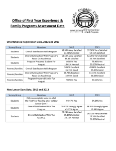 Office of First Year Experience &amp; Family Programs Assessment Data