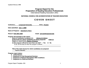 NCATE Program Report - 2008