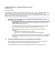 Longwood University – Professional Educators Council Meeting Minutes