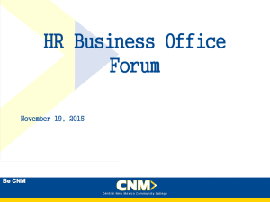 HR Business Office Forum November 19, 2015