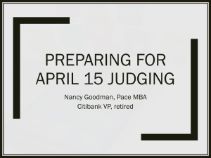 Preparing for April 15th Judging presented by Nancy Goodman from Citibank