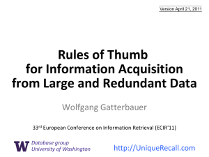 Rules of Thumb for Information Acquisition from Large and Redundant Data (presentation)