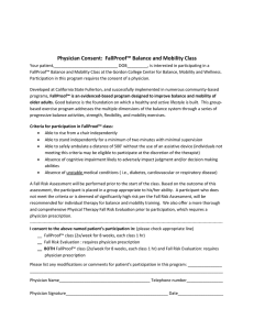 Physician Consent:  FallProof™ Balance and Mobility Class
