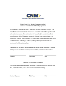 CNM (Central New Mexico Community College) Contractor / Facilitator Confidentiality Agreement