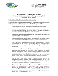 Resident Code of Conduct and Conditions of Occupancy (TAFE and La Trobe University accommodation) [DOC 131kb]