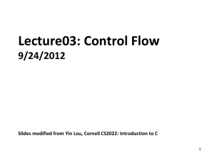 Lecture03: Control Flow 9/24/2012 1