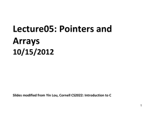 Lecture05: Pointers and Arrays 10/15/2012