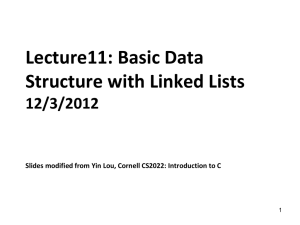 Lecture11: Basic Data Structure with Linked Lists 12/3/2012