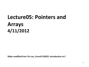 Lecture05: Pointers and Arrays 4/11/2012
