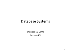 Database Systems October 15, 2008 Lecture #5 1