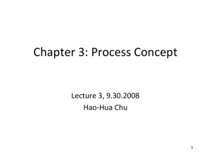 Chapter 3: Process Concept Lecture 3, 9.30.2008 Hao-Hua Chu 1