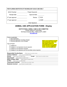 Approval form for Animal Display