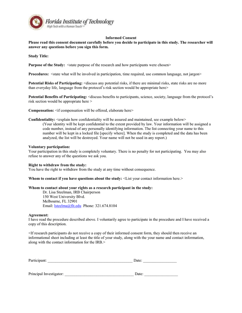 Ssurvivor: Example Of Consent Form For Research Study