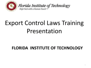 EXPORT CONTROL TRAINING PRESENTATION