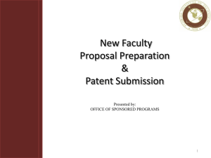 NEW FACULTY PROPOSAL TRAINING PATENT SUBMISSION